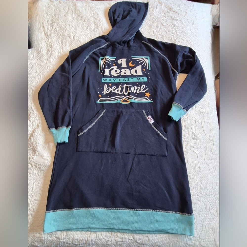 Lazy One Women's S/M Oversized Hoodie, Loungewear Sweatshirt Blue, Mint Vguc